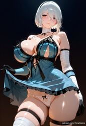 nier nier:_automata yorha_2b 1girls ai_generated milf sweat tagme yorai blush light-skinned_female blue_eyes white_hair short_hair curvy voluptuous big_breasts thick_thighs wide_hips solo standing clothing