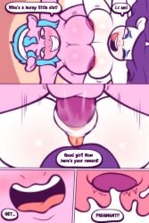 absurd_res anthro anus areola balls biped blue_hair bodily_fluids breast_squish breasts breasts_frottage butt comic cum cum_inside dialogue duo english_text equid equine female female_penetrated friendship_is_magic genital_fluids genitals good_girl gynomorph gynomorph/female gynomorph_penetrating hair hasbro hi_res horn internal intersex intersex/female intersex_penetrating looking_pleasured mammal my_little_pony mythological_creature mythological_equine mythology nipples nude penetration penile penile_penetration penis pink_body rarity_(mlp) sex speech_bubble spunkubus squish text unicorn vaginal vaginal_penetration vulva white_body