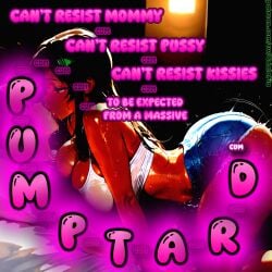 ai_generated caption text green_eyes black_hair dark_skin gdala_fia gdala_fia_(series) gdalafia huge_breasts looking_at_partner kissing kissing_while_penetrated dominant_female mommy_kink denim_shorts sweat missionary_position saturated_colors
