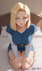 artist:nevriart dragon_ball android_18 1girl solo breasts large_breasts nipples areolae ass pussy nude completely_nude uncensored nsfw hentai blush curvy thick_thighs wide_hips thighs navel long_hair looking_at_viewer smile seductive open_mouth full_body high_resolution highly_detailed simple_background rule34 ai_generated patreon