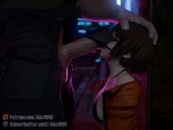 1boy 1girls 20_seconds alex_(alexw95) alexw95 alley alleyway animated blowjob brown_hair deep_blowjob deep_penetration deepthroat fellatio female female_focus kneeling kneeling_female kneeling_on_ground kneeling_oral_position light-skinned_female light-skinned_male light_skin male no_sound only_female oral oral_penetration oral_sex public sex short_hair tagme video