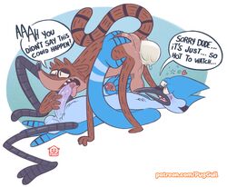 69 anal anus balls cartoon_network egg egg_laying furry furry_only gay handjob male_only mordecai_(regular_show) no_humans oral penis regular_show rigby_(regular_show) thatpuggy yaoi