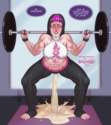 bilberrybear female_only fit_female gym gym_clothes juri_han muscular_female peeing peeing_on_floor piss pissing street_fighter sweat urinating_female urination urine_stream watersports weightlifting weights