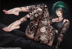 1girl ai_generated anime arm_tattoo ass_tattoo basicallynomore black_panties black_sports_bra blacked blacked_clothing boob_tattoo breast_tattoo butt_tattoo cheek_tattoo female jujutsu_kaisen leg_tattoo looking_at_viewer maki_zenin patreon patreon_link patreon_username pubic_tattoo qos qos_clothing qos_tattoo queen_of_spades queen_of_spades_symbol queen_of_spades_tattoo sportswear tattoo tattoo_everywhere tattoo_on_arm tattoo_on_belly tattoo_on_breast tattoo_on_butt tattoo_on_chest tattoo_on_legs tattooed_arm tattoos tattoos_everywhere white_skin zenin_maki