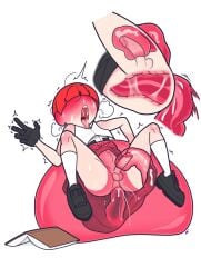 1boy 1femboy anal anal_penetration anal_sex blush blushing bottomless cum cumming cumming_from_anal_sex erection femboy femboy_focus femboy_penetrated gay gay_male genitals half-dressed hidden_eyes kozatchu monster priest questionable_consent red_hair slime slime_monster stomach_bulge sweat sweating sweaty_body tagme tounge tounge_out x-ray