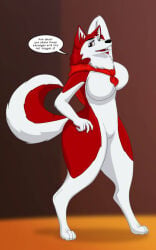 1girls adult adult_female anthro anthrofied arm_behind_head ass balto_(film) balto_(series) bandana beautiful big_ass big_breasts breasts brown_eyes canid canine canis deviantart dialogue dog dog_girl domestic_dog ears english_text featureless_breasts featureless_crotch female furry hand_behind_head husky jenna_(balto) looking_at_viewer mature_female milf mother naked naked_female nordic_sled_dog nude nude_female open_mouth open_smile parent red_body red_fur runningtoaster sexy siberian_husky smile smiling smiling_at_viewer speech_bubble standing tail talking_to_viewer text thick_thighs two-tone_body two-tone_fur two-tone_tail universal_studios white_fur