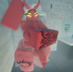 1futa 3d 3d_model absurd_res demon demon_girl demoness flaccid flaccid_penis futa futa_only futanari justanothernormalman nude red_skin roblox robloxian shower showering solo solo_futa tagme