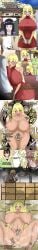 anal anal_sex anus blonde blonde_hair blue_eyes blush boomdragonkid breasts chastity_cage comic dark-skinned_male dialogue dress english_text futa futanari futanarization large_breasts long_hair male muscular muscular_male naruko naruto_(series) naruto_shippuden nipple_piercing nipples_visible_through_clothing piercing pubic_tattoo raikage red_dress rule_63 tattoo text thick_thighs thin_waist tongue_piercing uzumaki_naruto waist