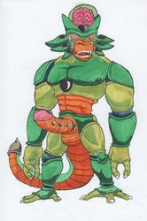 alternate_species android anthro azul_(artist) balls big_penis brain cell_(dragon_ball) dragon_ball dragon_ball_z erection humanoid_penis hybrid machine male male_only mammal muscular muscular_male oozaru orange_balls penis primate robot solo