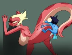 1boy 1girls against_wall ahoge amphibia ass ass_grab bent_over black_eyes black_hair blonde_hair blue_hair blue_skin blush breasts clenched_teeth colored_skin completely_nude constricted_pupils coolerinker crying cum cum_in_pussy cum_overflow erection female frog from_behind from_side furry_female general_yunan green_background half-closed_eye half-closed_eyes hands_up hanging_breasts height_difference hetero huge_ahoge huge_breasts inker_comics inkershike interspecies large_breasts light_areolae lizard_tail long_tongue looking_at_another looking_back looking_down male multicolored_skin nakadashi newt nipples nude one_eye_closed penetration penis red_skin reptile_girl saliva scales semen sex sex_from_behind sharp_teeth shiny_skin short_hair simple_background size_difference snout spread_legs standing surprised sweat tail tail_raised tears teeth testicles thick_thighs thighs two-tone_skin vaginal white_hair white_skin wide-eyed wince yellow_sclera yunan