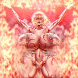 hdoom doom doom_(series) arch-vile_(doom) a.white large_breasts huge_breasts massive_breasts thick_thighs thick_ass thicc thicc_thighs child_bearing_hips giant_ass naked flames fire female_only female_focus tattoo tattoos giant_breasts