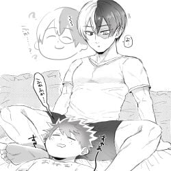 2boys boku_no_hero_academia bones_(company) freckles gay gay_male izuku_midoriya lying lying_on_lap male male_only messy_hair midoriya_izuku my_hero_academia saliva scar shounen_jump shouto_todoroki sittin sleeping sushi39222 tododeku todoroki_shouto traditional_ two-tone_hair yaoi
