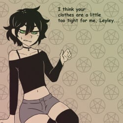 1boy 1femboy andrew_graves asking_for_it femboy green_eyes staff sweaty sweaty_face the_coffin_of_andy_and_leyley