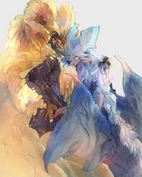 2019 anthro anus blush capcom claws dragon elder_dragon female fur hi_res horn ktgr_de kulve_taroth lunastra monster_hunter monster_hunter_world nude pussy video_games wings yellow_eyes 片桐マヤ