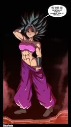 2d 2d_(artwork) abs caulifla chicofondo clothing comic_bubble dragon_ball_super dragon_ball_z dramatic_lighting excited_expression excited_female female_saiyan muscles pubic_hair showing_armpits showing_off sweat sweating tagme training universe_6 universe_6_girls universe_6_saiyan universe_6_saiyan/universe_7_saiyan