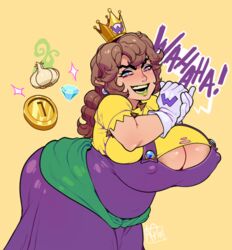 chubby genderbent genderswap mario_(series) mcarson new_super_mario_bros._u_deluxe nintendo super_crown wariette wario