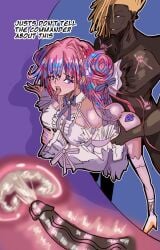 1boy 1girls dark-skinned_male dark_skin dorothy_(nikke) dreadlocks goddess_of_victory:_nikke grandarcch gyaru-oh interracial kiss_mark light-skinned_female nikke ntr pink_hair spade_tattoo x-ray