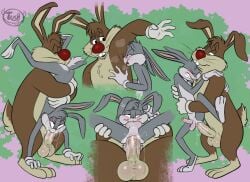 69_position absurd_res anal anal_penetration anthro anus armpit_sniffing balls blush bodily_fluids buckteeth bugs_bunny clenched_teeth clothing digital_media_(artwork) duo erection eyes_closed feet fellatio foreskin from_behind_position fur genital_fluids genitals gloves half-closed_eyes handwear hi_res holding_partner humanoid_genitalia humanoid_penis lagomorph leaking_precum leporid looney_tunes male male/male male_penetrated male_penetrating male_penetrating_male male_rimmed male_rimming male_rimming_male mammal musk narrowed_eyes nude open_mouth oral oral_penetration partially_retracted_foreskin penetration penile penile_penetration penis penis_in_ass precum precum_string rabbit rimming saliva saliva_on_penis sex simple_background size_difference sniffing spread_legs spreading standing standing_sex tail teeth toes tush_(artist) upside_down vein veiny_penis warner_brothers