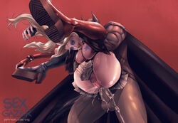 ahe_gao anal anus areolae batman batman_(series) big_breasts blonde_hair breasts bruce_wayne dc dc_comics edit erection female full_nelson harley_quinn large_breasts male nipples penetration penis pussy sex sexgazer spread_legs straight submission thighhighs twintails