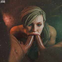 blonde_hair cassie_cage double_blowjob mortal_kombat pov project_vega