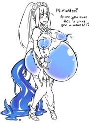 anal_vore ass_expansion blue_slime breast_expansion felicia_(fire_emblem) fire_emblem fire_emblem_fates lactation maid nyxondyx slime slime_inflation torn_clothes vore