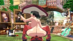 3d ass big_ass boots bouncing_ass bouncing_breasts breasts cowgirl_position day eddie_(guilty_gear) glasses guilty_gear guilty_gear_strive handwear hat i-no image video_game_character video_game_franchise video_games