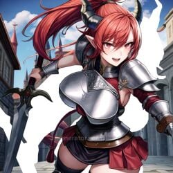 ai_generated dragon_girl knight red_eyes red_hair