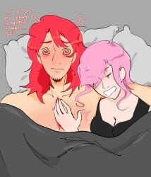 after_sex asleep bed blush cardiophilia draco_(brawl_stars) heartbeat in_bed male/female melodie_(brawl_stars) nervous thought_bubble