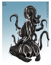 1girls black_body bukkake chaos_director_(fortnite) cum cum_on_ass cum_on_breasts cum_on_face cum_on_lower_body cum_on_upper_body faceless_female from_behind kneeling large_breasts looking_at_viewer monster_girl sitting solo tagme tentacle tentacle_hair