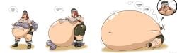 bbw belly_expansion burp burping colored comic dialogue fat female hyper_belly immobile inflation morbidly_obese_female naruto obese red_hair roundersofter stuffed_belly tagme tayuya