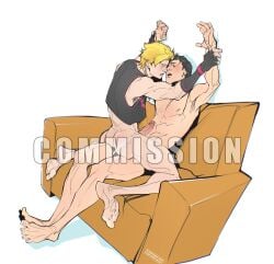 almost_kissing clothing dick_on_chest dominant_male domination garfiel_tinsel gay gay_anal gay_domination gay_male gay_sex gloved_hands gloves male male/male male_only male_penetrated male_penetrating male_penetrating_male natsuki_subaru partially_clothed pinned_to_wall pinning_arms riding riding_penis sitting_on_couch sitting_on_penis