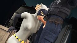 3d 3dcg almightybeastoverlord batman:_the_animated_series batman_(series) catwoman catwoman_(dcau) costume dc dc_comics dcau fellatio guard key oral outside selina_kyle sfm source_filmmaker straight