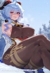 adventurer ai_generated big_breasts big_breasts big_butt breasts_bigger_than_head busty cold commission crossed_legs curvaceous exploration explorer female ganyu_(genshin_impact) genshin_impact heavenly_ass huge_ass huge_breasts large_ass large_breasts patreon patreon_url patreon_username public sinderellaart sitting snow snowing snowy_background thick thick_ass thick_legs thick_thighs voluptuous voluptuous_female