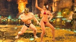 azucena_milagros_ortiz_castillo bandai_namco bikini king_(tekken) male/female muscles muscular muscular_male peruvian_female petite petite_breasts petite_female petite_girl posing scantily_clad tekken tekken_8 wrestler