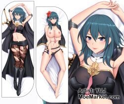 big_breasts byleth_(fire_emblem) byleth_(fire_emblem)_(female) dakimakura female fire_emblem fire_emblem:_three_houses green_eyes green_hair looking_at_viewer moe_market solo yuj