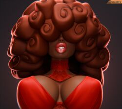 3d 3d_(artwork) big_hair blender_(software) curly_hair dark-skinned_female large_breasts lingerie powerpuff_girls sara_bellum smitty34 tagme thick_lips