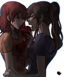 2girls abusive abusive_relationship ari_(class_of_'09) bleeding blood blood_drip blood_in_mouth blood_on_face blood_stain blue_eyes blue_shirt boobs breasts brown_hair bugs_bug_me cannibal cannibalism class_of_'09 dyed-hair dyed_hair eating eyebags female female_focus heart holding holding_close holding_heart holding_organ holding_person lesbian long_hair medium_breasts medium_hair nicole_(class_of_'09) orange_shirt organs pale-skinned_female pale_skin ponytail purple_eyes red_dye red_hair shirt small_breasts sweatdrop tears tears_of_pain toxic toxic_yuri uncomfortable unhealthy unhealthy_relationship white_body white_skin yuri