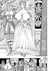 berserk big_breasts blush breasts_bigger_than_head breasts_exposed busty donovan_(berserk) dotm00n farnese funny huge_breasts humor implied_incest implied_sex makeup manga monochrome noblewoman serpico victorian