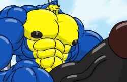 abs animated animation anthro balls big blue_and_yellow_fur boner breasts city cock dick erect furry_only giant hoozuki huge hunk hyper large longging macro massive muscle muscles muscular_furry naked pecs penis wolf