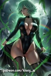 1female 1girls ai_generated asian asian_female black_clothes black_clothing clothed clothed_female clothes clothing female female_only fully_clothed fully_clothed_female green_hair green_hair_female hourglass_figure japanese japanese_female klexyai long_hair long_hair_male one-punch_man patreon_link solo solo_female tagme tatsumaki voluptuous voluptuous_female