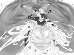 2d 2d_(artwork) 2girls absurd_res absurdres balls ballsack black_and_white black_skin blush blushing boobs bowlboxer breasts bridget commission cum cum_in_pussy cum_inflation cum_inside cumflation excessive_cum female giovanna_(guilty_gear) guilty_gear guilty_gear_strive hair hi_res highres huge_ass huge_balls huge_breasts huge_butt huge_cock huge_penis huge_thighs human hyper hyper_balls hyper_cumflation hyper_penis inflation khentaiu nipples orgasm orgasm_face scrotum small_but_hung stomach_bulge stomach_deformation testicles tits trans_woman transgender transgender_woman