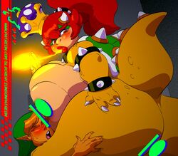4_fingers 5_fingers anthro ass big_ass big_breasts big_butt blonde_hair blush bowser bowsette bracelet breasts censored claws closed_eyes collar cowgirl_position cropped crown duo eyeshadow female female_bowser female_on_top fire fire_breathing genderswap hair half-closed_eyes hand_on_ass hand_on_butt huge_ass huge_breasts huge_butt humanoid hylian jewelry koopa larger_female link lipstick makeup male mario_(series) new_super_mario_bros._u_deluxe nintendo on_top open_mouth patreon ponytail red_hair rule_63 scalie sex shell size_difference slb smaller_male spiked_armband spiked_bracelet spiked_collar spiked_shell spikes straight super_crown sweat teeth the_legend_of_zelda video_games