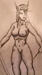 blood_elf blood_elf_mage elf elf_female full_frontal sketch warcraft