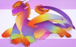 2019 arsauron claws dragon feral fur greame horn lying male male_only membranous_wings orange_eyes orange_fur penis scalie solo western_dragon wings