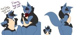 anthro ass ass big_butt blush canid canine dart(dewwydartz) dart_(dewwydarts) dewwydarts dewwydartz duo fan_character female female_focus flat_chest furry generation_4_pokemon hands_on_ass hourglass_figure lucario male mammal may_(dewwydarts) may_(dewwydartz) nintendo pear_shaped pear_shaped_female pokemon pokemon_(species) purple_eyes seductive simple_background smile tail thick_thighs white_background wide_hips