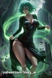 1female 1girls ai_generated asian asian_female black_clothes black_clothing clothed clothed_female clothes clothing female female_only fully_clothed fully_clothed_female green_hair green_hair_female hourglass_figure japanese japanese_female klexyai long_hair long_hair_male one-punch_man patreon_link solo solo_female tagme tatsumaki voluptuous voluptuous_female