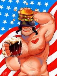 american_flag bara bara_tiddies bara_tits barazoku beefy body_hair buff burger d_ch hair hairy_chest hairy_male male male_focus male_only muscles muscular muscular_male no_visible_genitalia nonsexual nonsexual_nudity pecs pecs_focus scar scars_all_over shirtless shirtless_(male) shirtless_male soldier_(team_fortress_2) solo solo_focus solo_male strongfat team_fortress_2 topless topless_male valve