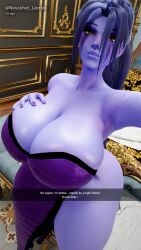 amelie_lacroix big_breasts breasts_focus caption huge_breasts low_cut_dress overwatch selfie snoopz widowmaker