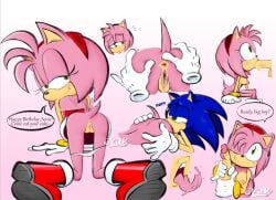 1boy 1girls amy_rose artist_request jlzi1ky licking_ass sonic_(series) sonic_the_hedgehog sucking_penis