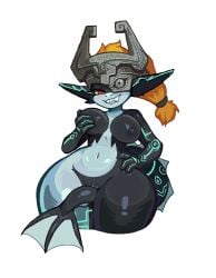 alternate_species anthro breasts female fish genitals hair headgear hi_res marine midna nintendo nipples nude simple_background solo tail the_legend_of_zelda thick_thighs ttothep_arts twilight_princess wide_hips